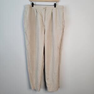 August Max 100% Linen High Rise Pants Beige 2X Earthy Minimalist Coastal Beachy